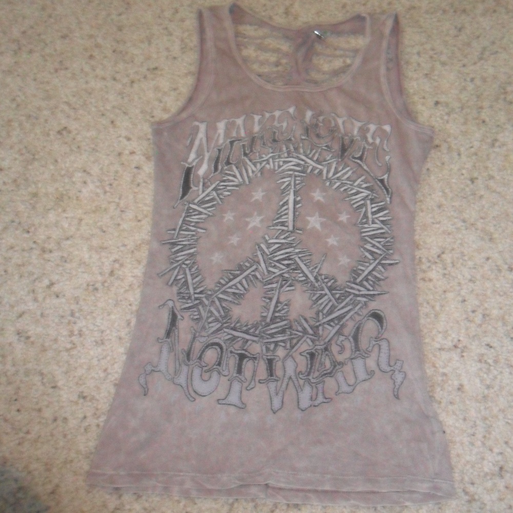 Affliction "Make Love Not War" Peace Zipper Back